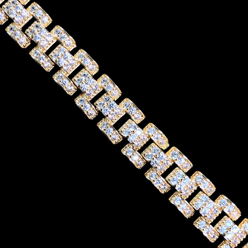 18k Gold Filled Iced Out Rolex Style Bracelet