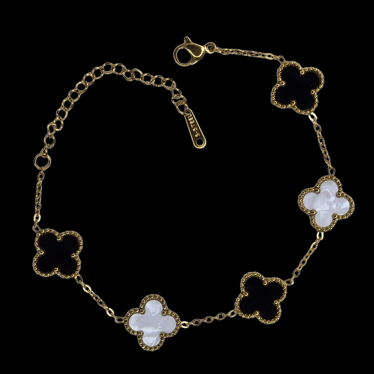 Reversible Clover Bracelet Stainless Steel Gold Plated