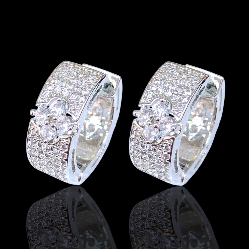 18k Gold Filled Clover Crest CZ Earrings