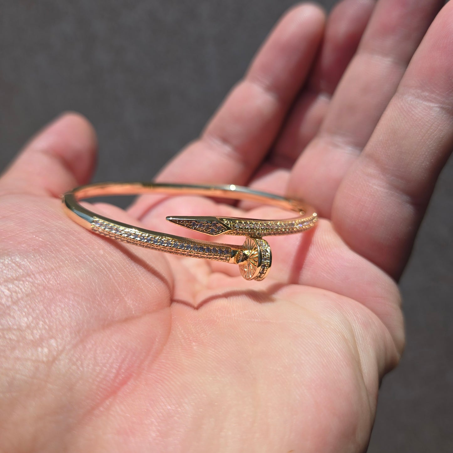 18k Gold Filled CZ Nail Bangle Bracelet
