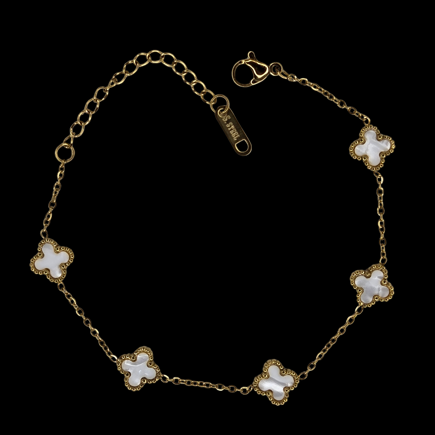 Mini Reversible Clover Bracelet Stainless Steel Gold Plated