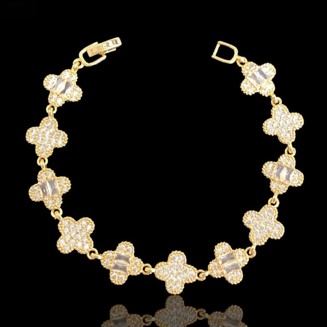 18k Gold Filled Gracie Clover Tennis Bracelet