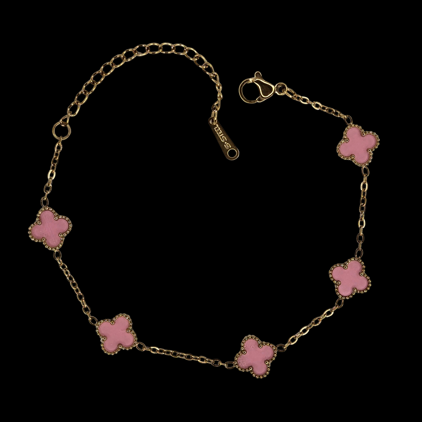 Mini Reversible Clover Bracelet Stainless Steel Gold Plated