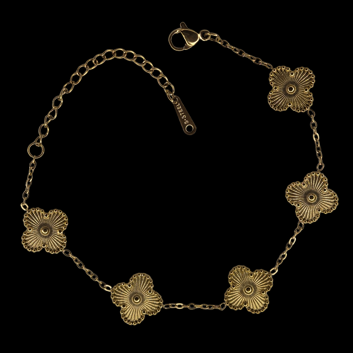 Reversible Clover Bracelet Stainless Steel Gold Plated