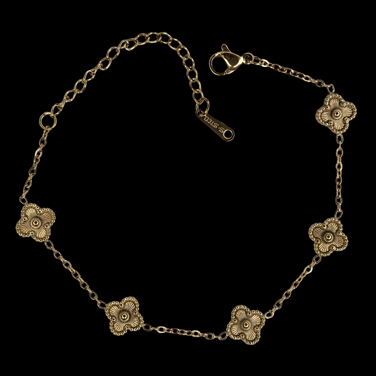 Mini Reversible Clover Bracelet Stainless Steel Gold Plated