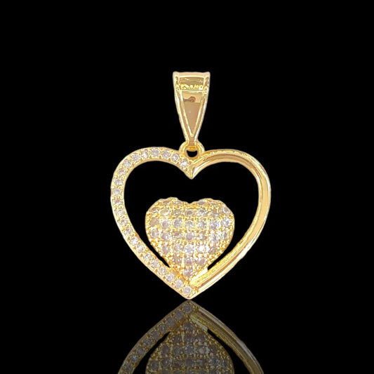 18K Gold Filled CZ Double Heart Pendant