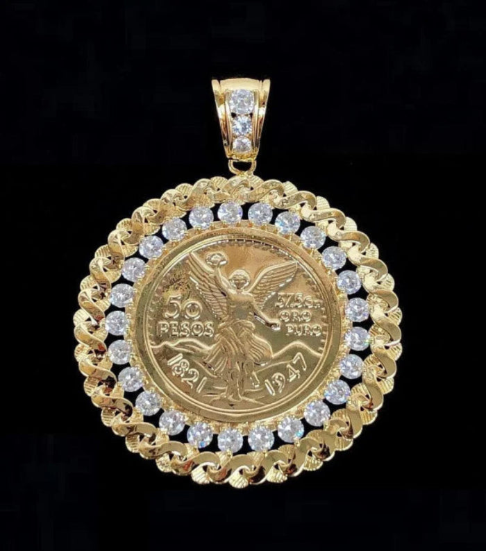18k Gold Filled Mexican Centenario 50 Pesos Coin Pendant