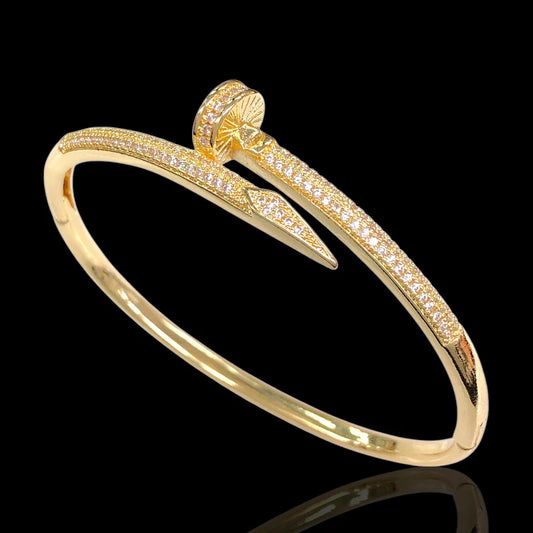 18k Gold Filled CZ Nail Bangle Bracelet