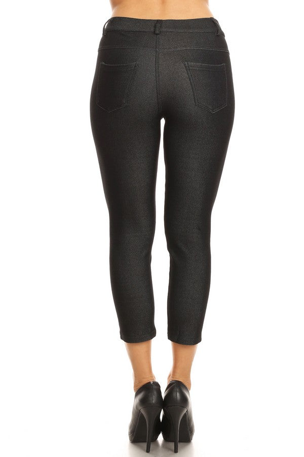 Classic Solid Skinny Jeggings - Black