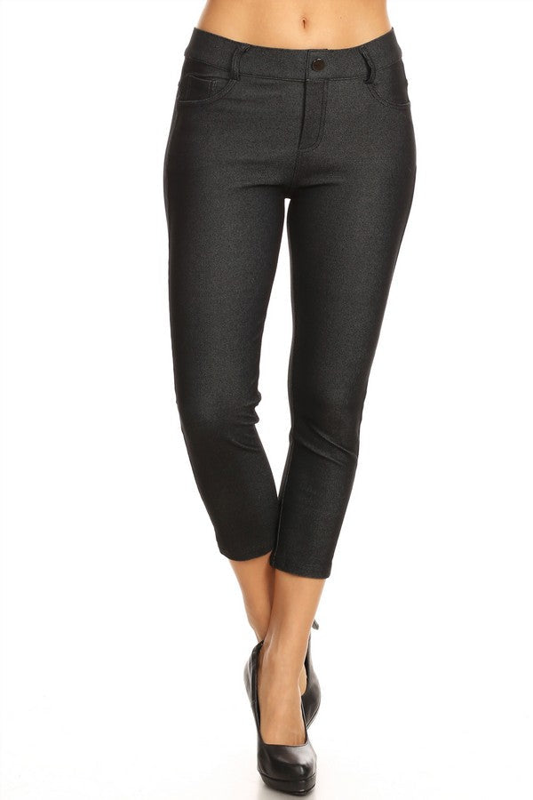 Classic Solid Skinny Jeggings - Black