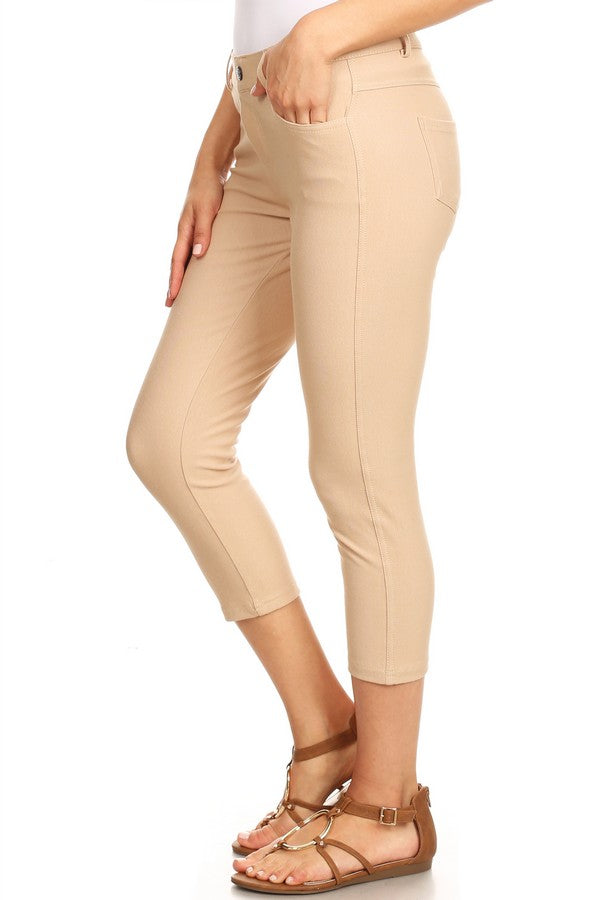 Classic Solid Skinny Jeggings - Camel