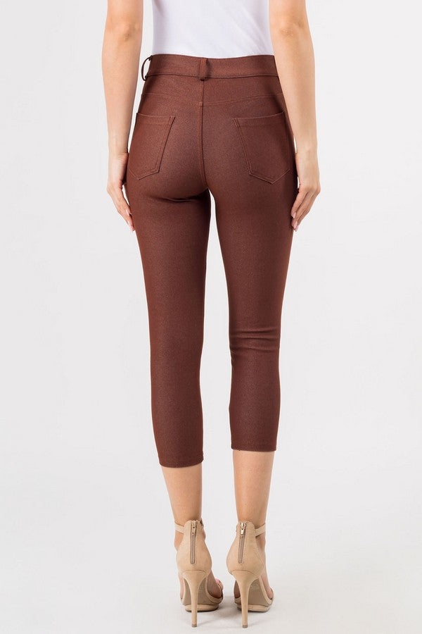 Classic Solid Skinny Jeggings - Coffee