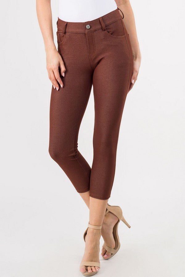 Classic Solid Skinny Jeggings - Coffee
