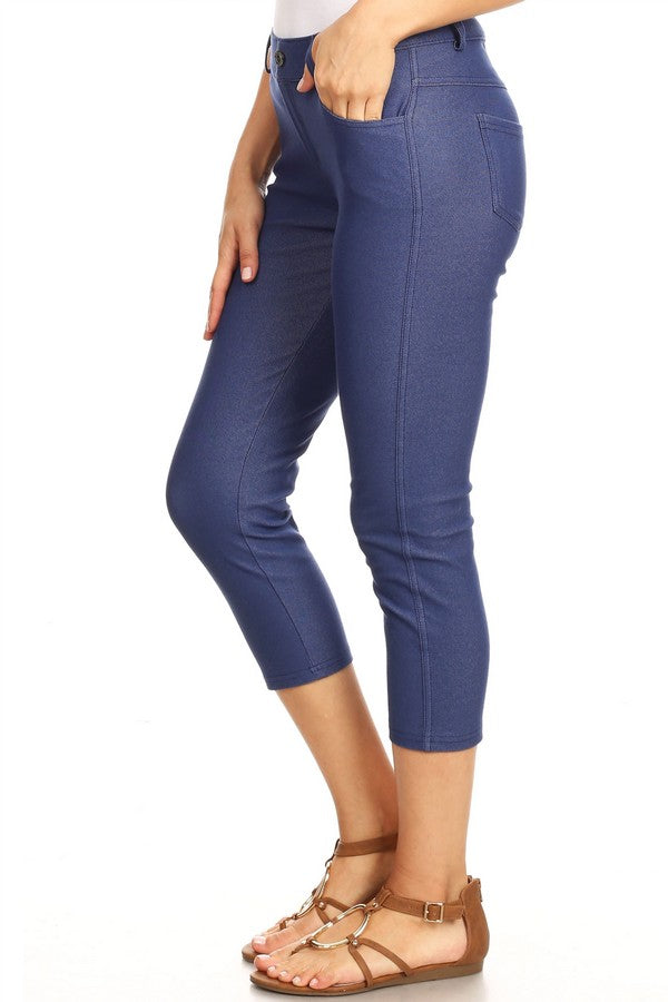 Classic Solid Skinny Jeggings - Denim Blue