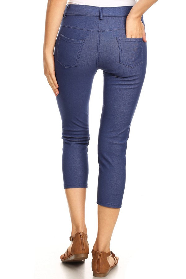 Classic Solid Skinny Jeggings - Denim Blue