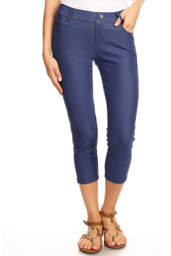 Classic Solid Skinny Jeggings - Denim Blue