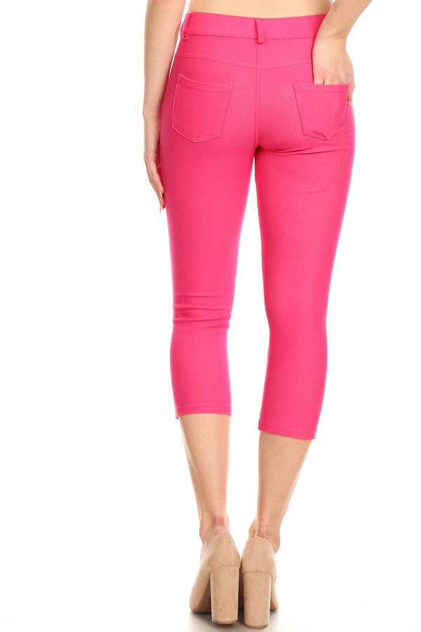 Classic Solid Skinny Jeggings - Fuchsia