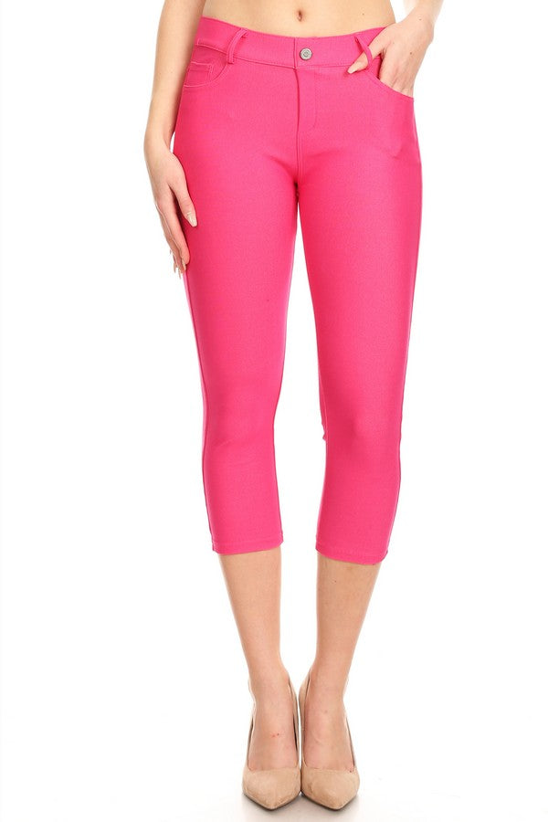 Classic Solid Skinny Jeggings - Fuchsia