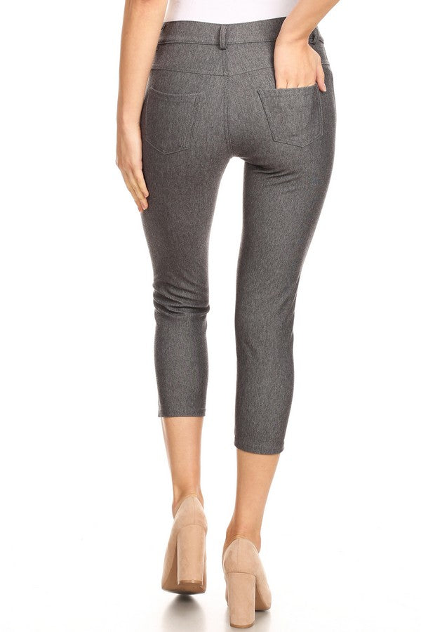 Classic Solid Skinny Jeggings - Grey