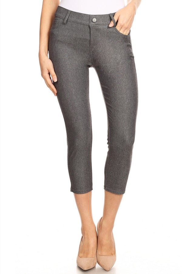 Classic Solid Skinny Jeggings - Grey