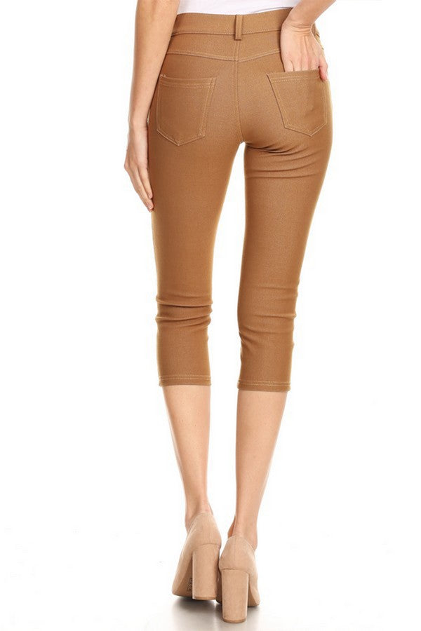 Classic Solid Skinny Jeggings - Khaki