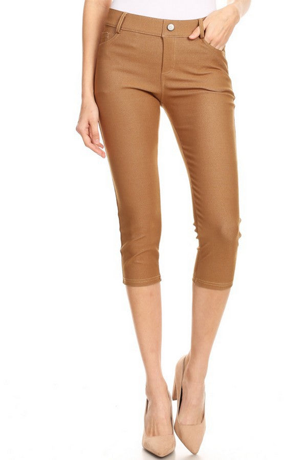 Classic Solid Skinny Jeggings - Khaki