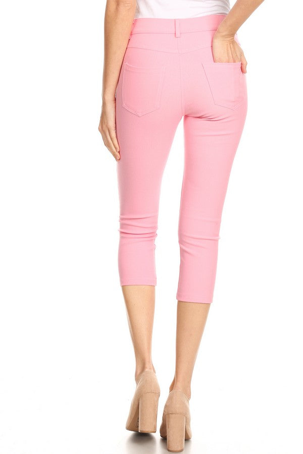 Classic Solid Skinny Jeggings - Light Pink