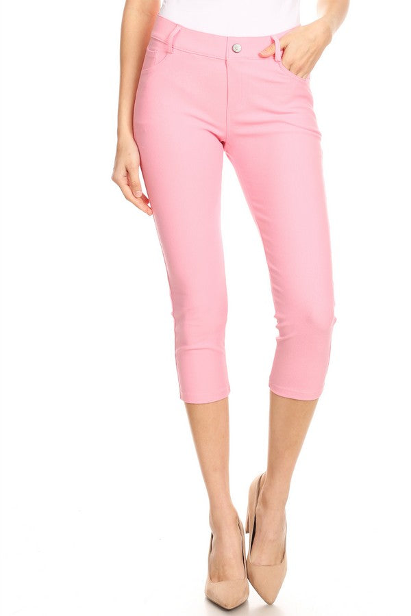 Classic Solid Skinny Jeggings - Light Pink