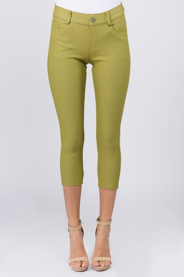 Classic Solid Skinny Jeggings - Olive