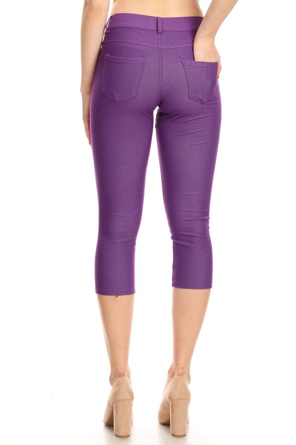 Classic Solid Skinny Jeggings - Purple