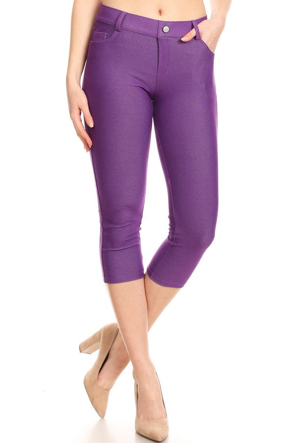 Classic Solid Skinny Jeggings - Purple