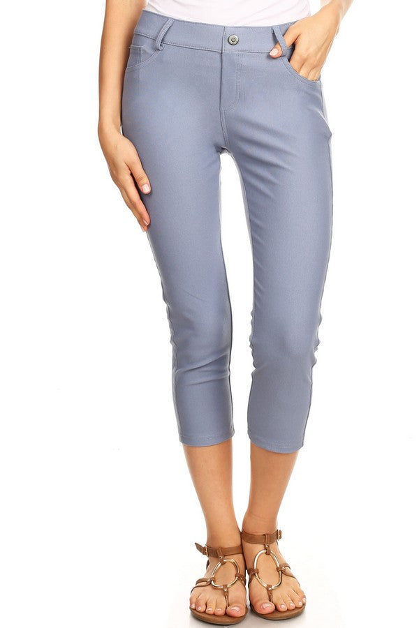Classic Solid Skinny Jeggings - Slate Grey