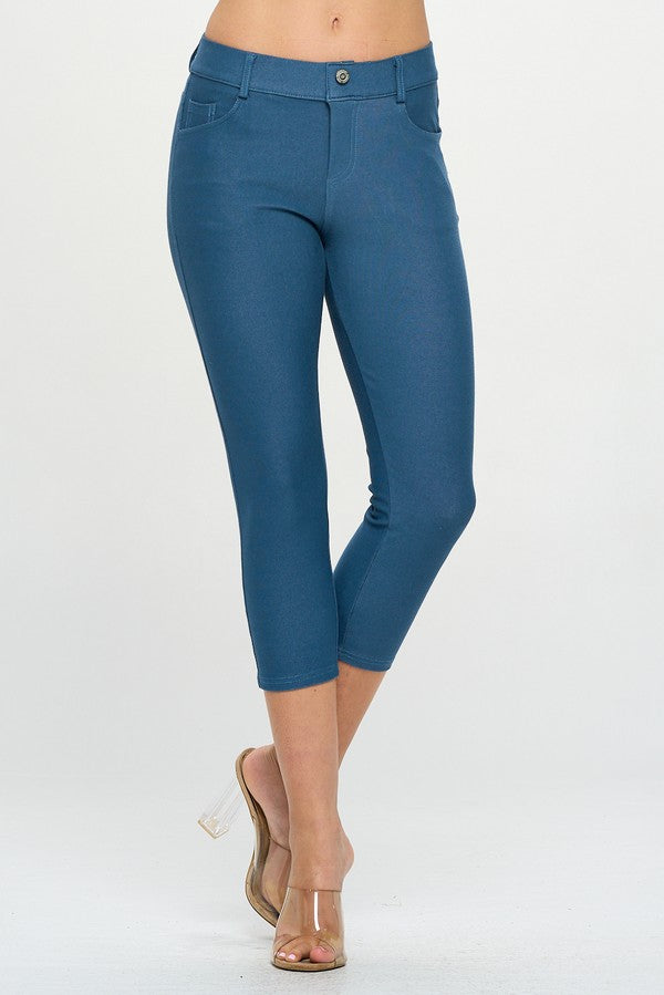 Classic Solid Skinny Jeggings - Teal
