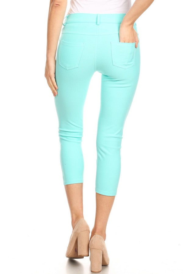 Classic Solid Skinny Jeggings - Turquoise