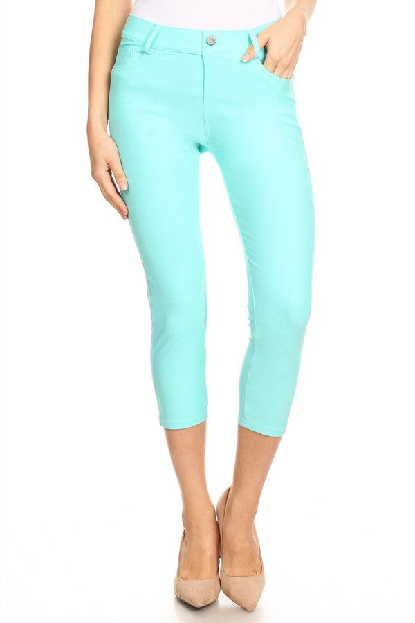Classic Solid Skinny Jeggings - Turquoise