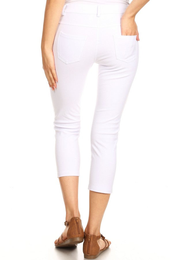 Classic Solid Skinny Jeggings - White