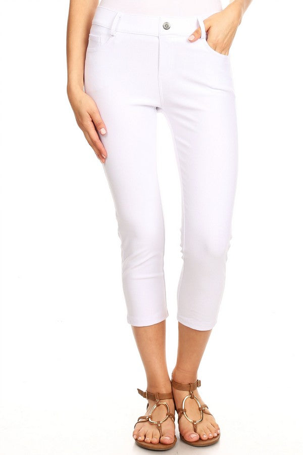 Classic Solid Skinny Jeggings - White
