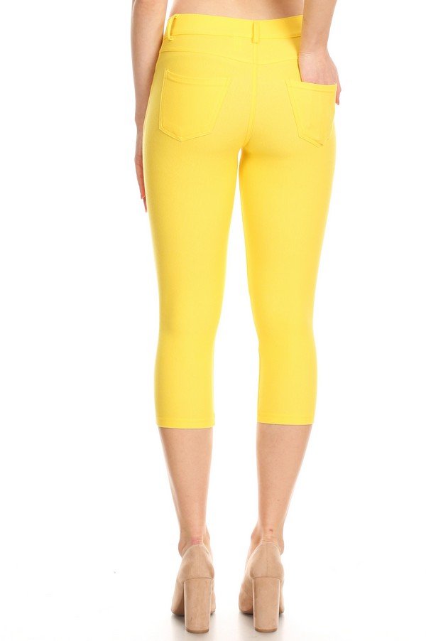 Classic Solid Skinny Jeggings - Yellow