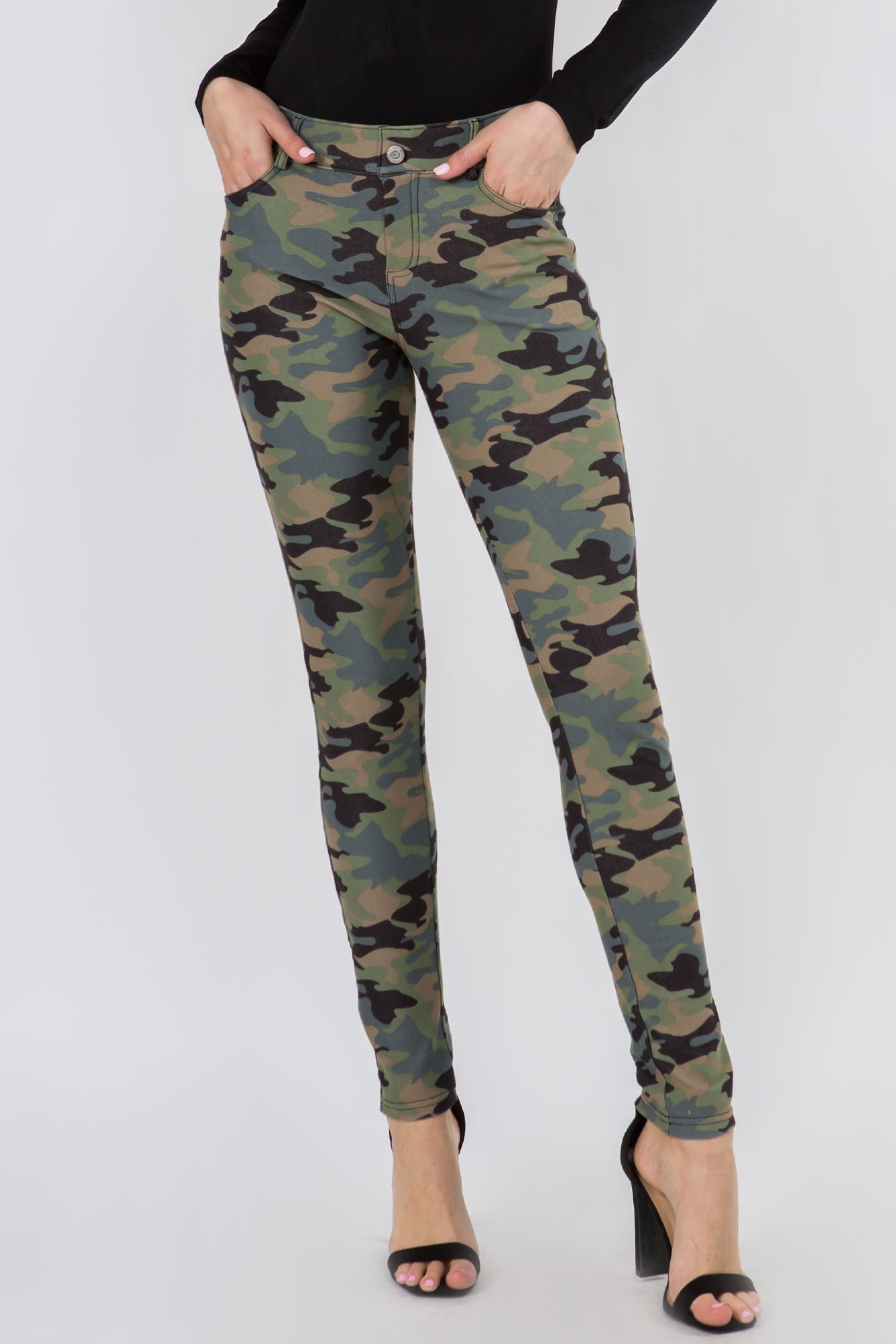 Women's Camouflage 5-Pocket Cotton Blend Jeggings