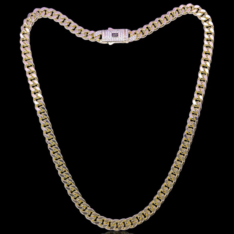 18k Gold Filled Monaco 8mm Miami Cuban Link Chain with Lux CZ Clasp