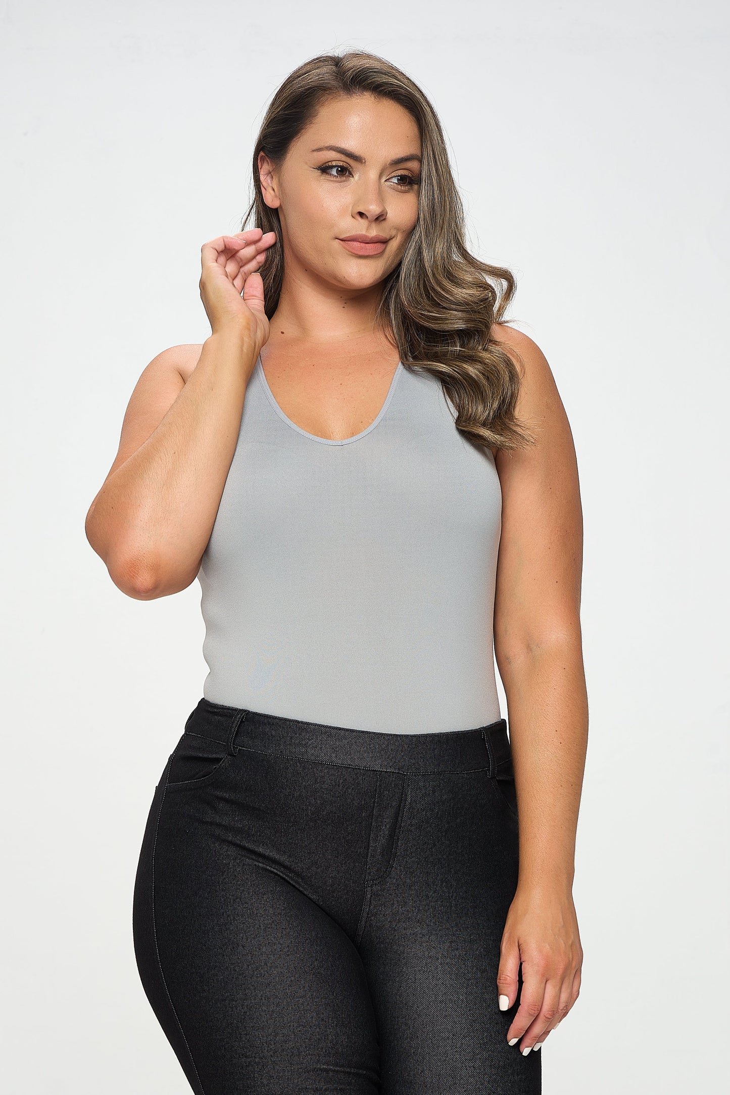 Women's Reversible V-Neck Basic Tank Top Bodysuit