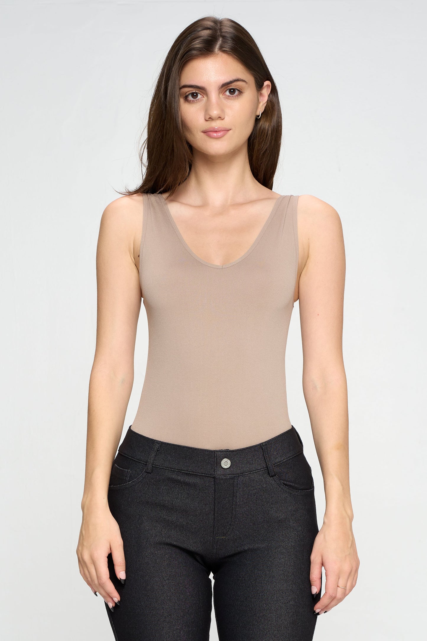 Women's Reversible V-Neck Basic Tank Top Bodysuit