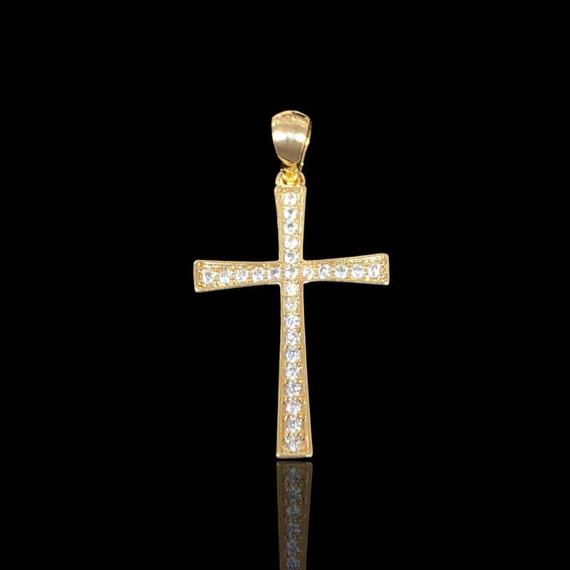 18K Gold Filled Victorian CZ Cross Pendant