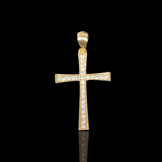 18K Gold Filled Victorian CZ Cross Pendant