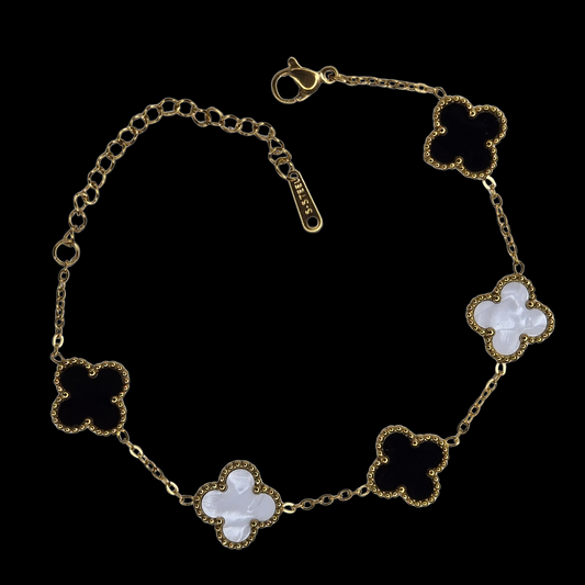 Reversible Clover Bracelet Stainless Steel Gold Plated