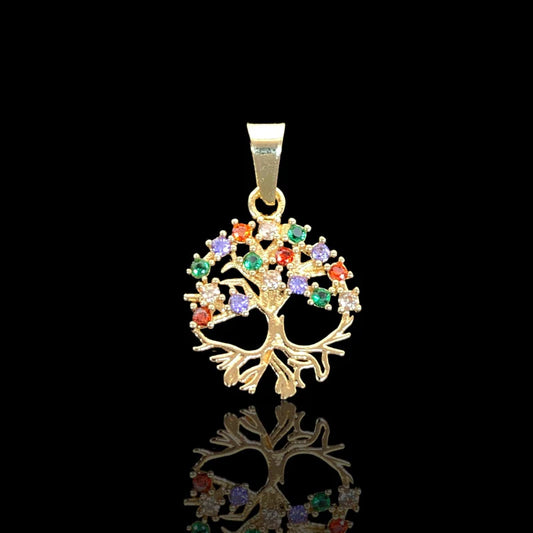 18K Gold Filled Multicolor Tree of Life Pendant