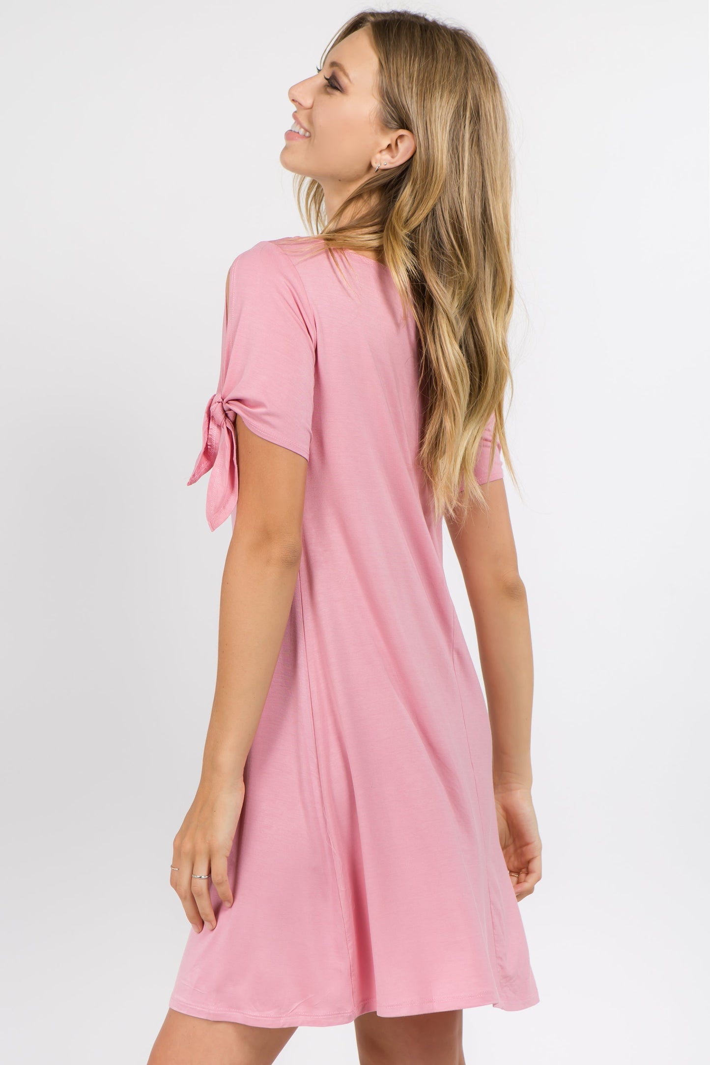 Lady's Knot Tie Sleeve Shift Dress