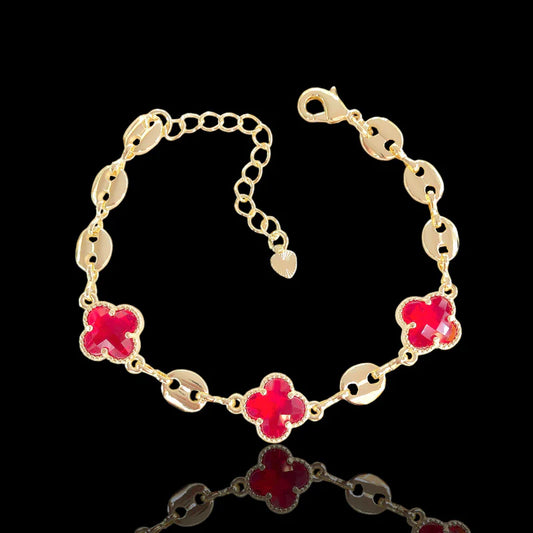 18k Gold Filled Crystal Clover Bracelet