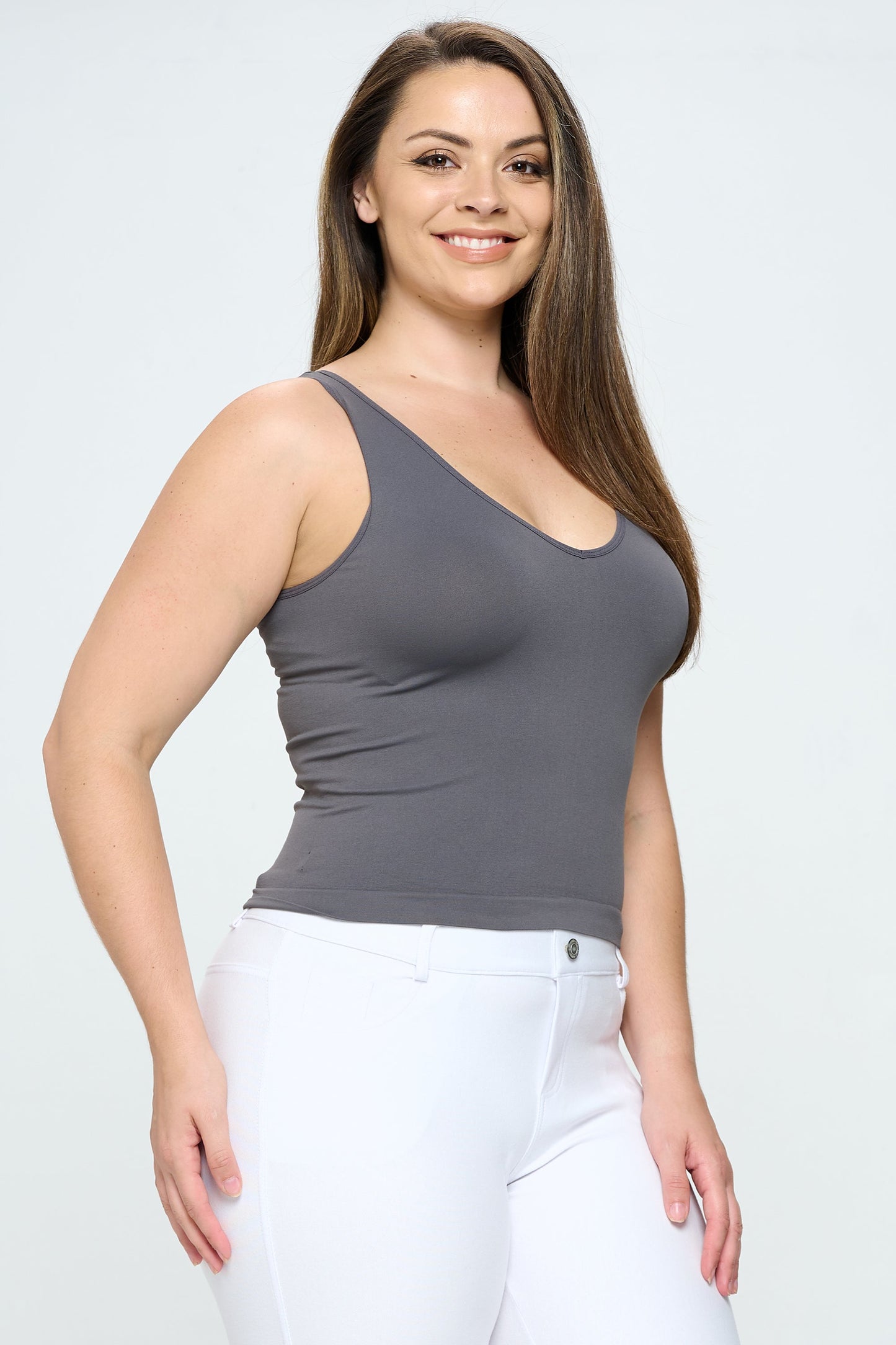 Women's V or U Neckline Reversible Seamless Tank