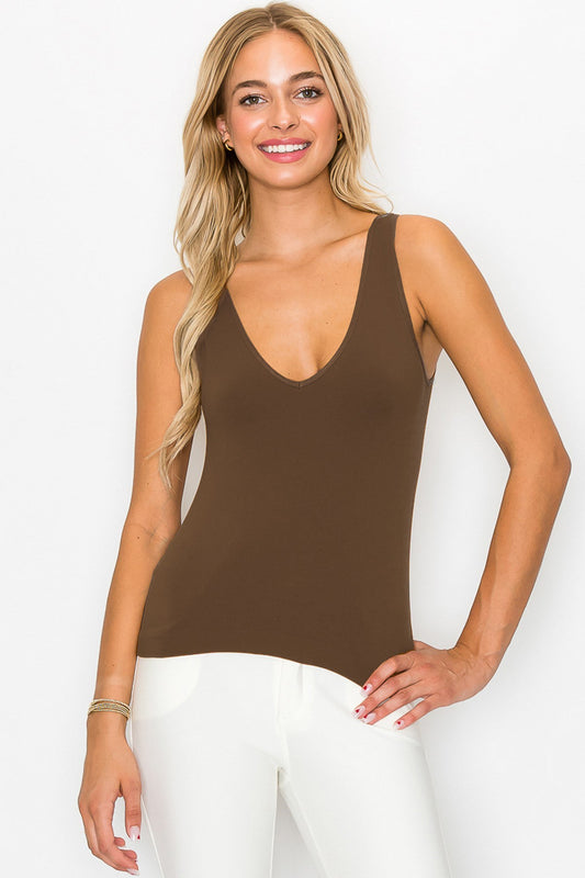 Women's V or U Neckline Reversible Seamless Tank